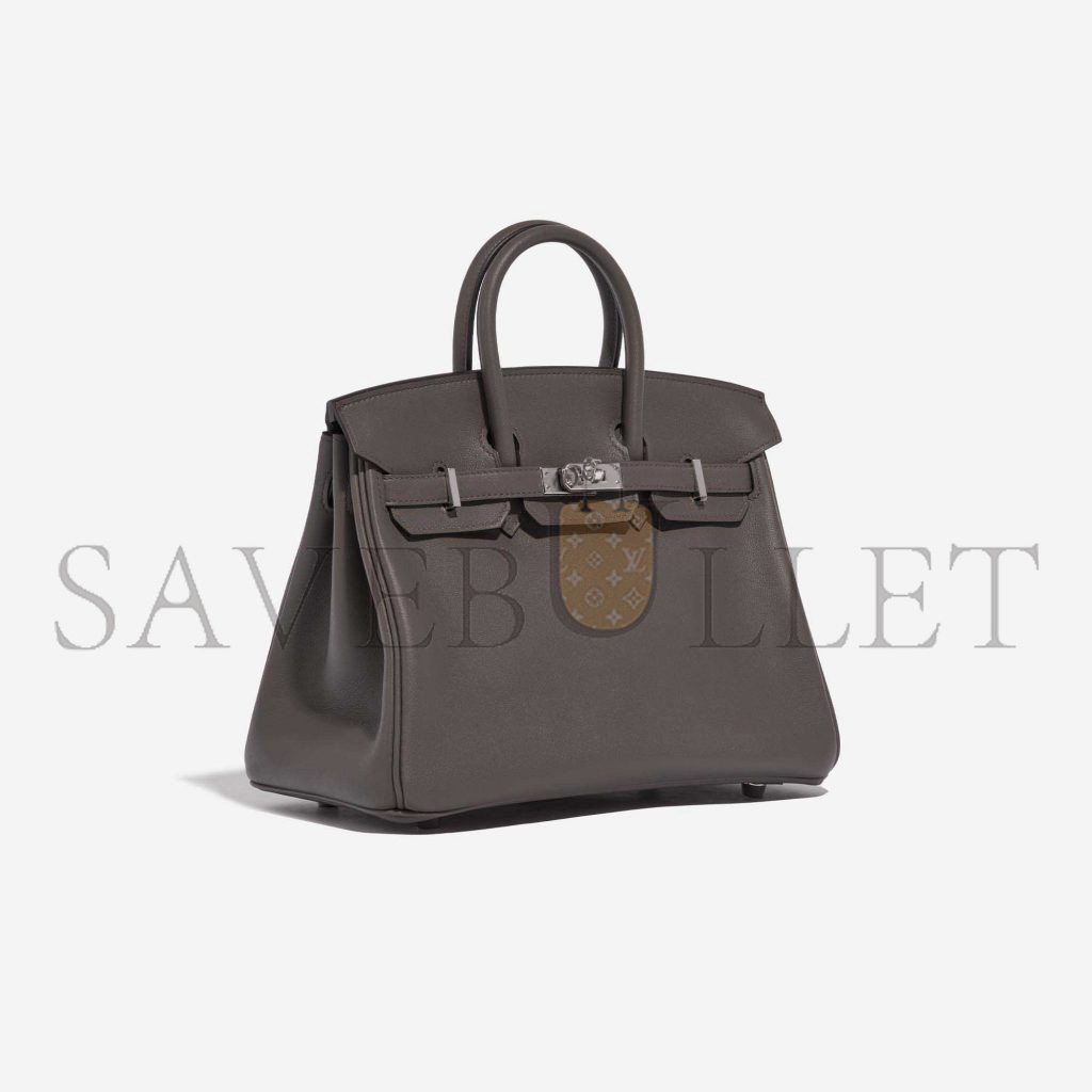 HERMES MASTER BIRKIN 25 SWIFT LEATHER PEWTER GREY SILVER BUCKLE BAG H049362CK10 (25*20*13cm)